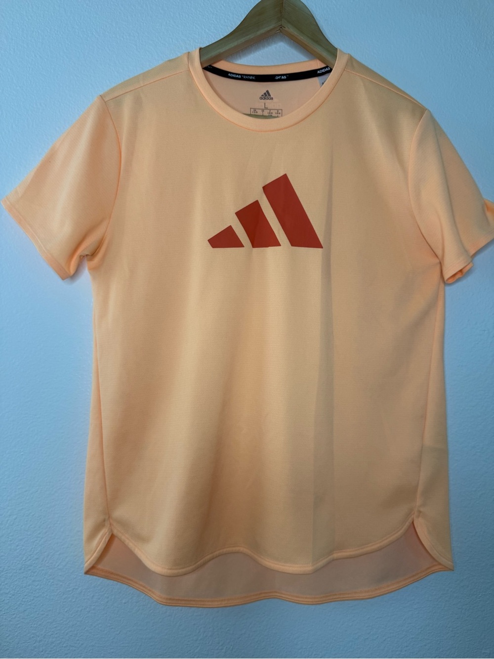 adidas Peach Short Sleeve Tee with Red Logo